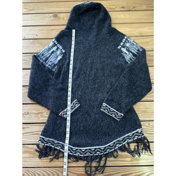 Albinaas Alpaca Women’s Peruvian Hooded Sweater Size Small Black - Picture 5 of 7